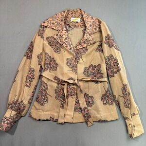 Vintage‎ Semon Frelich Floral Print Belted Jacket Secretary Style Size Small